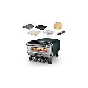 Ninja Artisan Four à pizza et friteuse sans huile électrique d’extérieur 4 modes de cuisson, Planche, Couteau à pizza, Pierre à pizza de 30 cm, Pelle à pizza, Plaque et Panier Crousti, Vert MO201AMZEU
