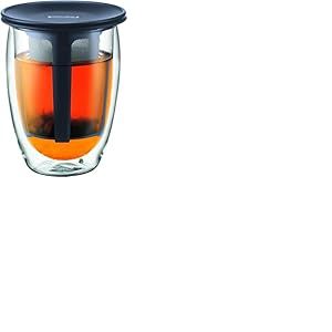 Bodum - K11153-01 - Tea For One - Set Infuseur Individuel - Verre Double Paroi - 35 cl - Noir