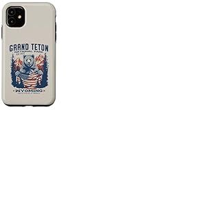Drapeau Patriotique Grand Teton Park Bear Coque pour iPhone 11