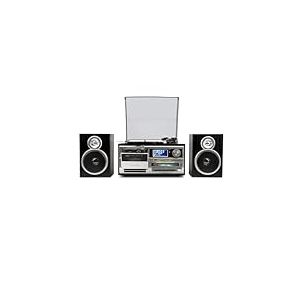 Trevi TT 1072 Dab - Syst&egrave;me de Tourne-Disque st&eacute;r&eacute;o Bluetooth avec r&eacute;cepteur num&eacute;rique Dab / Dab+, Fonction encoding, Lecteur MP3, CD, USB, entr&eacute;e auxiliaire, SD, Cassette, Noir