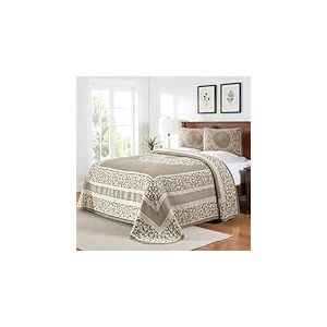Superior Couvre-lit en Coton Lyr Taupe, King Size