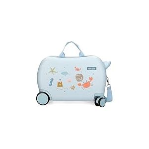 Enso Mr Crab Valise Enfant Bleue 45 x 31 x 20 cm Rigide ABS 27,9 l 1,8 kg 2 Roues Bagage Main, Bleu, Valise pour Enfant