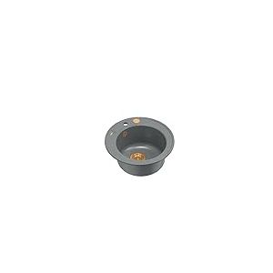 QUADRON évier rond cuisine Gris + Cuivre Pvd | Taille Ø 51 cm, granit évier en granit | MORGAN 210 évier à encastrer avec trou pour robinet | évier monocuve évier de cuisine