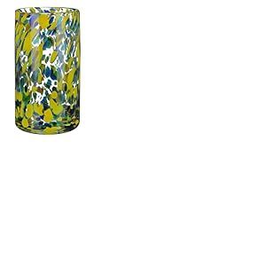 GILDE Glas Art Vase décoratif en Verre Vase cylindrique - Vase à Fleurs - Cadeau pour Femme Cadeau d'anniversaire - Couleur : Transparent Jaune Vert Bleu Hauteur 21 cm