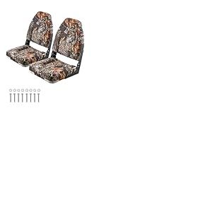 VEVOR Si&egrave;ge de Bateau &agrave; Dossier Haut 2PCs, Support de Si&egrave;ge de Bateau Pliable, avec Coussin en &Eacute;ponge &Eacute;pais et Tissu en Polyester PU, Charni&egrave;res en Alliage d'Aluminium, pour P&ecirc;che, Camouflage