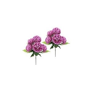 Flair Flower Lot de 2 Bouquets de chrysanthème - Fleurs artificielles - Rose foncé - Environ 50 x 30 x 60 cm