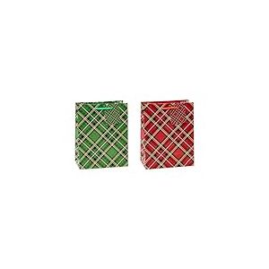 TSI Sac cadeau S&eacute;rie Tartan, lot de 12, taille : moyenne (23 x 18 x 10 cm), N&deg; d'art. 87012