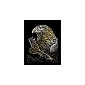 Pracht Creatives Hobby Royal & Langnickel - Image à gratter Aigle, Or, Images à gratter pour Enfants et Adultes, avec Stylo à gratter et modèle