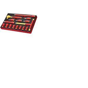 VEVOR Coffret de Douilles Isolées 16PCs, Ensemble d'Outils Isolés pour Électriciens 1000 V, avec Douilles, Clé à Poignée en T, Cliquet d'Entraînement, Rallonges, pour Réparation Ménagère et Automobile