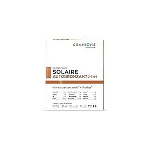 BRONZAGE | Autobronzant gelule 2-EN-1 GRANIONS | Complément alimentaire accelerateur bronzage | Protège | Formule Enrichie en Pigments Naturels | | Format 1 mois | 30 Gélules | Marque Française