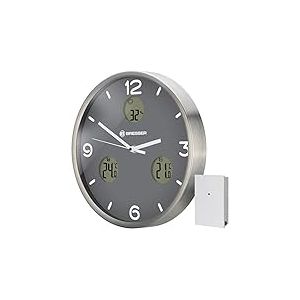 Bresser 8020211MGU000 MyTime IO NX Horloge Murale Radio-pilot&eacute;e avec thermom&egrave;tre et hygrom&egrave;tre Gris 30 cm de diam&egrave;tre