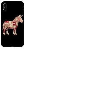 Motif Licorne Rustique matelass&eacute; en Forme de c&oelig;ur Coque pour iPhone XS Max