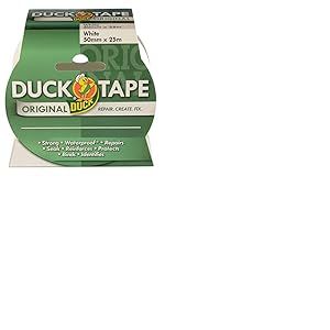 Duck Tape Original Ruban adhésif Blanc 50 mm x 25 m Le ruban adhésif de réparation original haute résistance et imperméable pour conduit et canalisation.