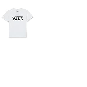 Vans Classic Drop V SS Crew Tee-b T-Shirt, Blanc/Noir, 10-12 Ans Garçon