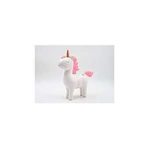 Mascagni - Tirelire en Forme de Licorne avec Corne Dorée et Finition Rose - Hauteur 25,5 cm - Design Italien