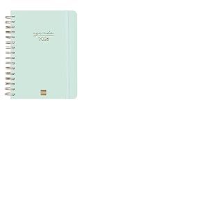 Finocam – Agenda Spirale 2026 1 Jour par page | Janvier – Décembre (12 mois) | Agenda annuel 2026 avec élastique | Double spirale Couverture rigide Alma – Menthe – International