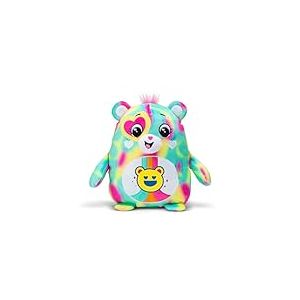 Basic Fun Care Bears Good Vibes Bear 25 cm Squishes – Peluche Douce et câline pour Enfants de 4 Ans et Plus, Jouet collectable avec Badge emblématique