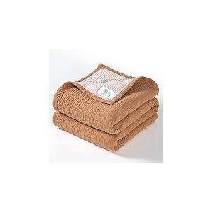 Lulu moon Couverture en Mousseline de Coton pour Tout-Petits &ndash; Couverture r&eacute;versible pour Berceau de b&eacute;b&eacute; gar&ccedil;on et Fille, 120 x 120 cm (Caramel)