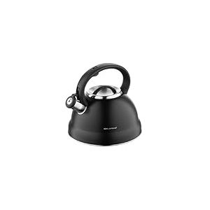 FLORINA Bouilloire Inox (2,5 l) I Theiere Induction JACOB I Sifflet avec Poignée en Bakélite I Sifflet Automatique I Bouilloire pour Thé & Café I Adaptée à Tous Types de Foyers I Noir