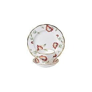 Royal Albert 112 100 Years 40017570 1970 Tasse &agrave; th&eacute;, Soucoupe, Assiette de 20 cm, Lot de 3 pi&egrave;ces, Porcelaine Anglaise