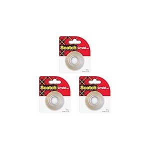Scotch Crystal Ruban Adh&eacute;sif Transparent, Recharge de 1 rouleau, 19 mm x 25 m - Ruban Adh&eacute;sif Transparent &agrave; Usage G&eacute;n&eacute;ral pour l'Ecole, la Maison et le Bureau (Lot de 3)