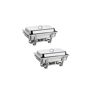 APS Lot de 2 réchauds Multi Plus en Acier Inoxydable avec 4 récipients à pâte Combustible