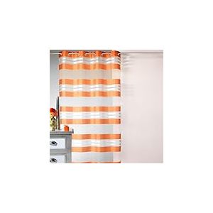 Homemaison - Voilage &agrave; Rayures Horizontales Et Fils Argent - &Eacute;tamine 100% Polyester - 8 &OElig;illets Ronds &Oslash; 4 cm - Rideaux pour Fen&ecirc;tre Salon Chambre - 145 x 240 cm - Orange