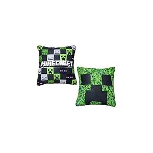 Coussin carr&eacute; Minecraft Cube sous Licence Officielle, Super Doux, r&eacute;versible 2 Faces, Parfait pour n'importe Quelle Chambre, canap&eacute; ou sur Le lit 40 cm x 40 cm