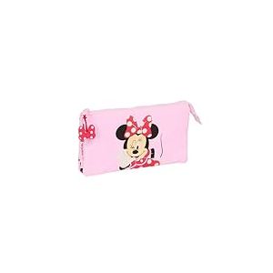 safta Minnie Mouse Naive Trousse Triple pour Enfant, idéale pour Les Enfants d'âge Scolaire, Confortable et Polyvalente, qualité et résistance, 22 x 3 x 12 cm, Rose Clair, M, Décontracté