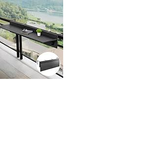 VEVOR Table Suspendue Balcon, 1500 x 450 x 240 mm, Table de Bar Pliante pour Balustrades de Balcon d'Extérieur, avec Plateau 1500 x 300 mm, Installation Facile, pour Garde-Corps de Patio Terrasse