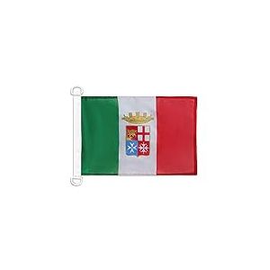 AZ FLAG - Drapeau Pavillon de guerre Italie - 45x30 cm - Pavillon Nautique Militaire Italien Sp&eacute;cial Bateau Et Ext&eacute;rieur En Maille Bloqu&eacute;e Avec Anneaux Plastiques Int&eacute;gr&eacute;s - 30g