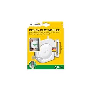 Schellenberg 50150 Enrouleur de sangle pour volet roulant Design Mini, avec sangle 14 mm x 5 m et support mural, blanc