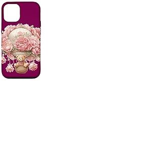 Montgolfière flottante pour bébé ours rose pivoine fleur Coque pour iPhone 12/12 Pro