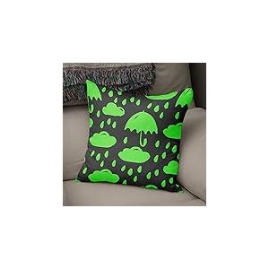 BonaMaison Housse de Coussin Motif, Vert Fluo et fumée Taie d'oreiller pour Lit Voiture Canapé Maison Salon Chambre, Décoration D'intérieur, 43x43cm - Conçu et Fabriqué en Turquie