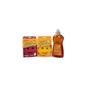 Scrub Daddy et Scrub Mommy Wonder Wash-Up Combo, Lot de 2 Éponges à Vaisselle avec Liquide Vaisselle 500 ml, Éponges Smiley Face pour le Nettoyage, Tampons à Récurer Anti-rayures pour la Cuisine