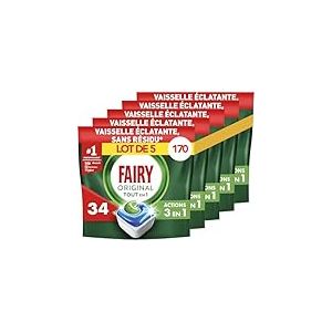 Fairy Original Tablettes Lave-Vaisselle Tout En 1, 175 Capsules (5x35), Efficaces Contre Graisse Incrust&eacute;e, Action Sel et Rin&ccedil;age, Protection Verre et Argent, Dissolution Rapide, &Eacute;cologique