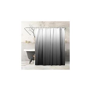Americanflat Rideau de douche gris ombr&eacute; 100% polyester &ndash; Rideau de douche r&eacute;sistant &agrave; l'eau avec &oelig;illets m&eacute;talliques et 12 anneaux de rideau de douche &ndash; Rideau de douche d&eacute;grad&eacute; pour salle de bain &ndash;