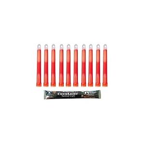 Cyalume Bâton lumineux rouge militaire ChemLight Lightsticks 15cm, Light Sticks très lumineux avec durée de 12 heures (Carton de 100)