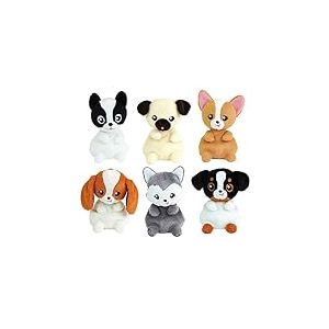 JEMINI KIDIMOLS Lot DE 6 Peluches Chiens +/- 14CM : Husky, Chihuahua, Carlin, Cocker, Bouledogue ET Berger Australien