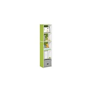 Furinno Pasir Étagère ouverte à 5 niveaux, Blanc/Vert, 5-Tier Cube
