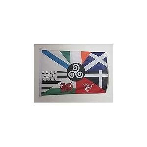 AZ FLAG - Drapeau Celtique multi - 45x30 cm - Pavillon Nautique Celte - Pays Celtes Sp&eacute;cial Bateau Et Ext&eacute;rieur En Maille Bloqu&eacute;e Avec Anneaux Plastiques Int&eacute;gr&eacute;s - 30g