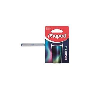 Maped - Triple Décimètre Aluminium - Règle 30 cm - Règle de Traçage en métal - Embouts Anti-Bruit - Préhension Ergonomique & Taille-Crayons Canette En Métal Avec 1 Trou Pour Crayons Standards - Bleu