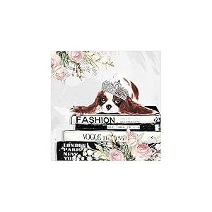 Empire Art Direct Impression murale avec motif chien cavalier sans cadre, panneau en verre tremp&eacute; flottant pr&ecirc;t &agrave; &ecirc;tre accroch&eacute;, salon, chambre &agrave; coucher et bureau, 50,8 x 50,8 x 0,5 cm