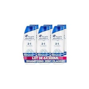 Head & Shoulders Classic 2 en 1 Shampoing Antipelliculaire 6x300ml; Jusqu'à 100% des Pellicules Éliminées, Cliniquement Prouvé; Tous Types de Cheveux; Usage Quotidien; Rafraîchissant