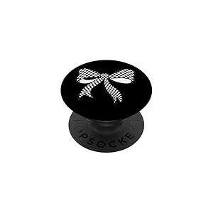 Motif Damier Noir et Blanc avec nœud Coquette pour Fille PopSockets PopGrip Adhésif