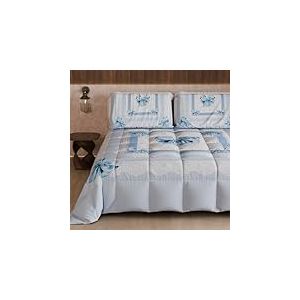 PETTI Artigiani Italiani - Couette Une Place et demie d'hiver, Couette 1 Place et demie, Couette Double Face Couleur Unie et Impression num&eacute;rique n&oelig;ud Bleu Ciel, fabriqu&eacute;e en Italie