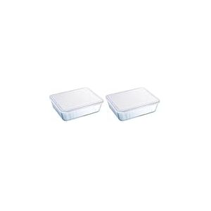 Pyrex - Cook & freeze - Plat Rectangulaire avec Couvercle Multicolore 27x22 cm (Lot de 2)
