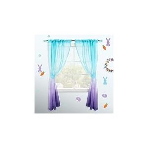 KOUFALL Rideaux en Imitation Lin Bicolore Arc-en-Ciel 52x63 Vert/Violet