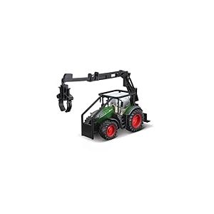 Bburago Tracteur FENDT 1050 Vario moulé sous Pression avec Chargeur Frontal et Chargeur de bûches – Réplique détaillée du Jouet à Collectionner, Coleurs Assorties