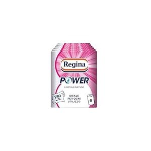 Regina Power Papier multi-usages | 6 rouleaux | 250 feuilles à 2 plis | Idéal pour le nettoyage de toutes les surfaces | Emballage recyclable | Papier 100% certifié FSC